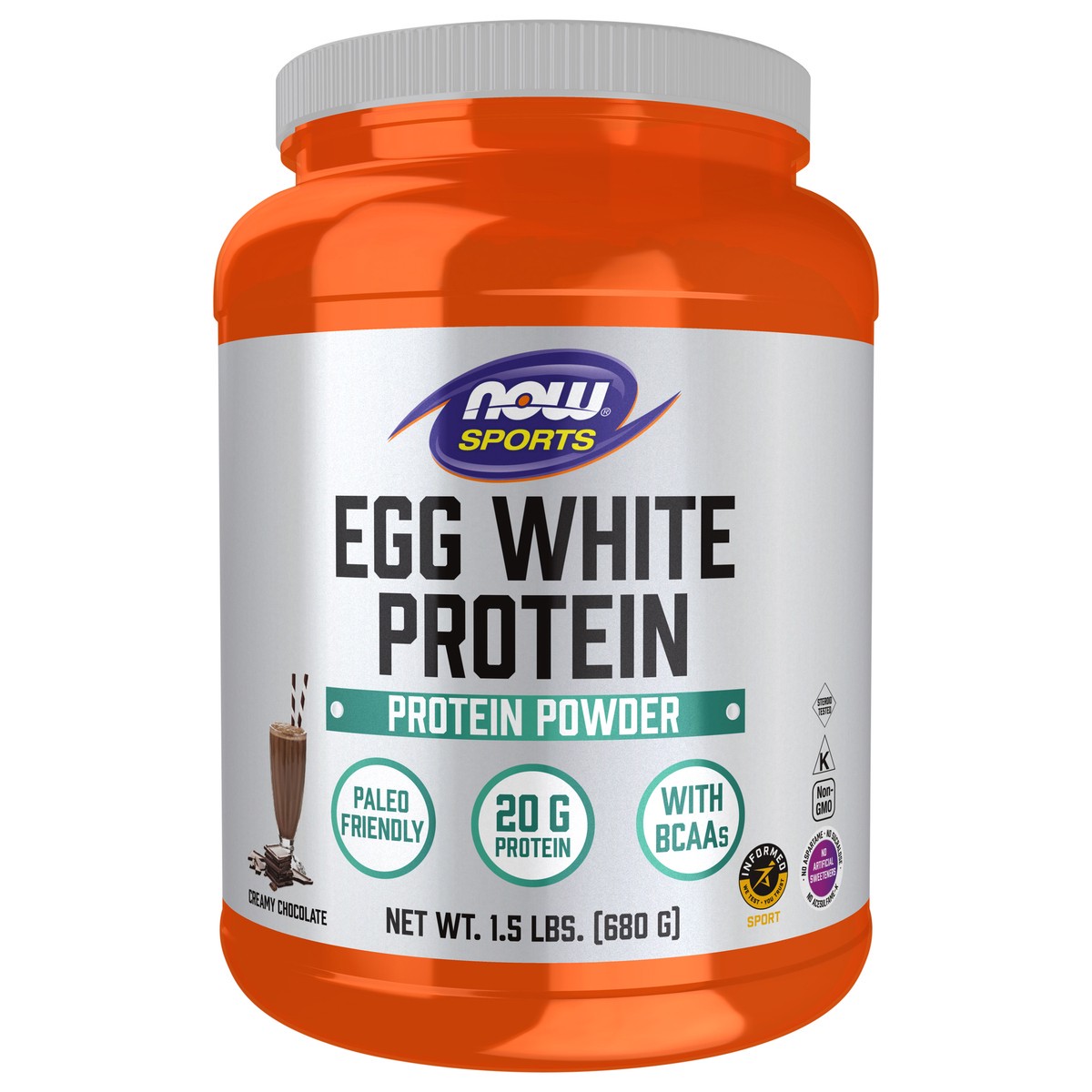 slide 1 of 5, NOW Egg White Protein, Creamy Chocolate Powder - 1.5 lbs., 2 lb