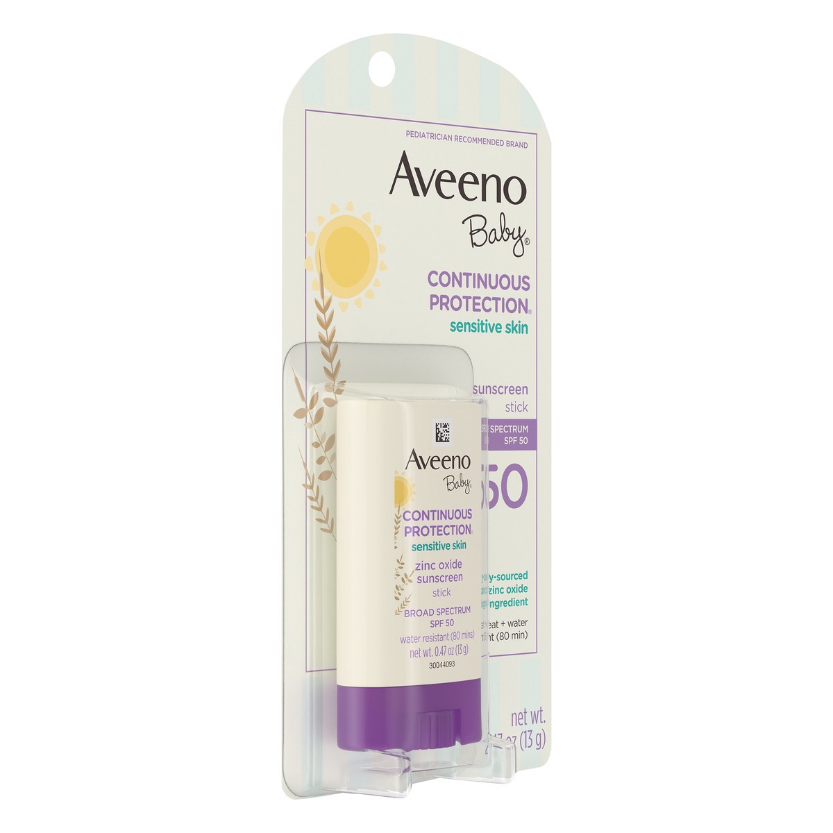 slide 2 of 7, Aveeno Baby Continuous Protection Broad Spectrum SPF 50 Sensitive Skin Sunscreen Stick 0.47 oz, 0.47 oz