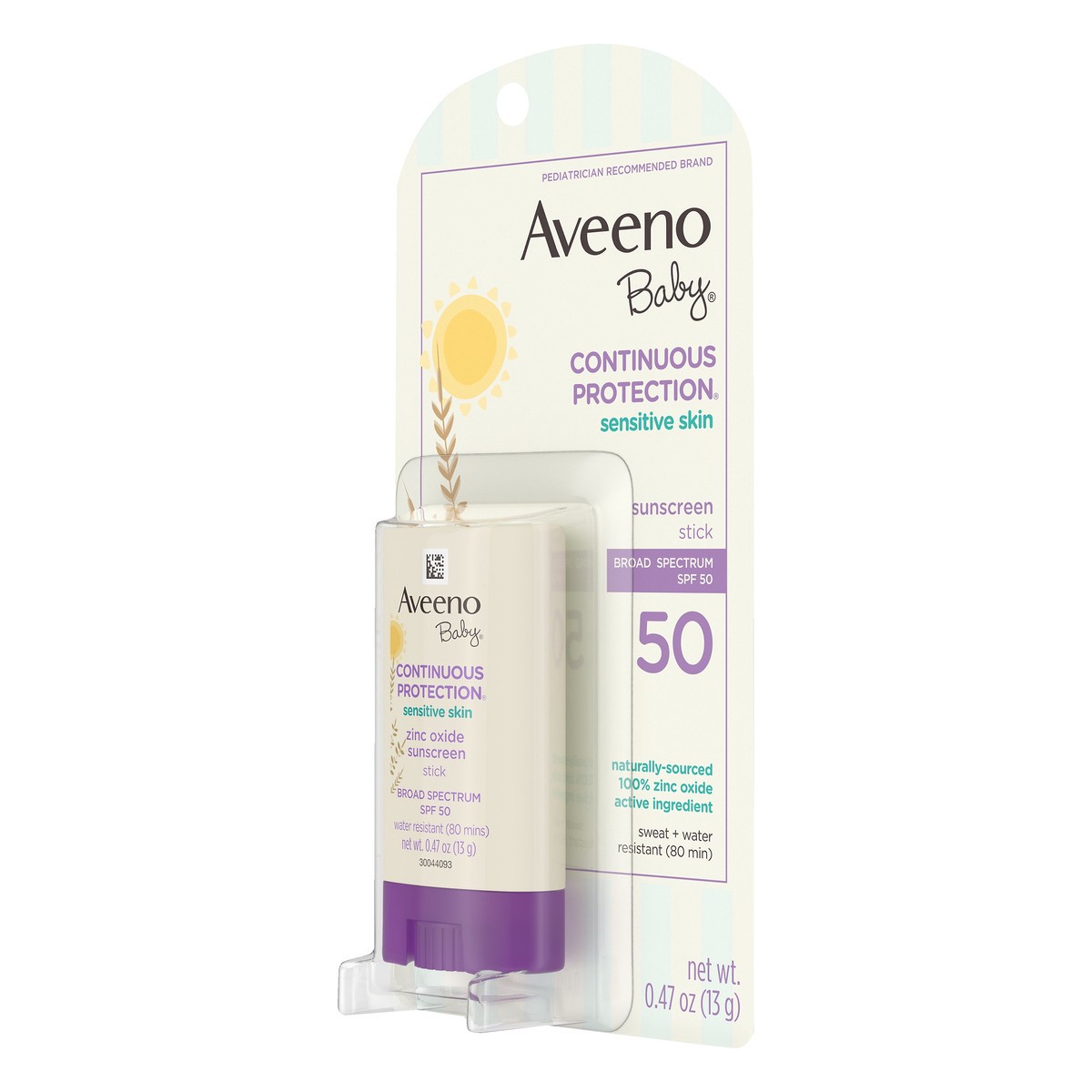 slide 3 of 7, Aveeno Baby Continuous Protection Broad Spectrum SPF 50 Sensitive Skin Sunscreen Stick 0.47 oz, 0.47 oz