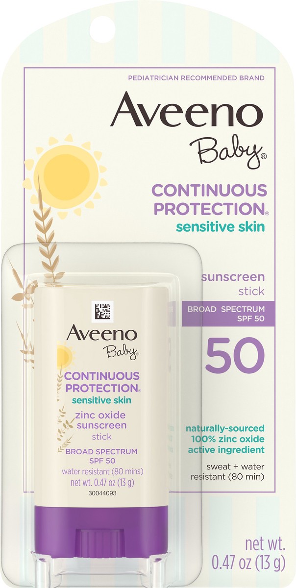 slide 1 of 7, Aveeno Baby Continuous Protection Broad Spectrum SPF 50 Sensitive Skin Sunscreen Stick 0.47 oz, 0.47 oz
