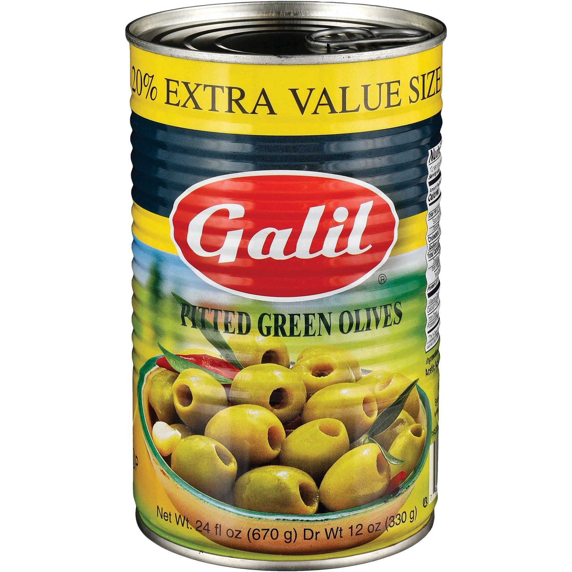 slide 1 of 1, Galil Green Pitted Olive, 24 fl oz