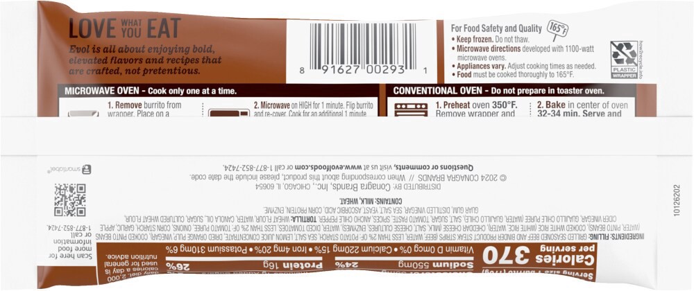 slide 2 of 3, evol.® Fire Grilled Steak Frozen Burrito, 6 oz