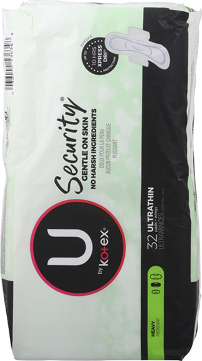 slide 3 of 9, U by Kotex Clean & Secure Ultra Thin Pads with Wings, Heavy Absorbency, 32 Count, 32 ct