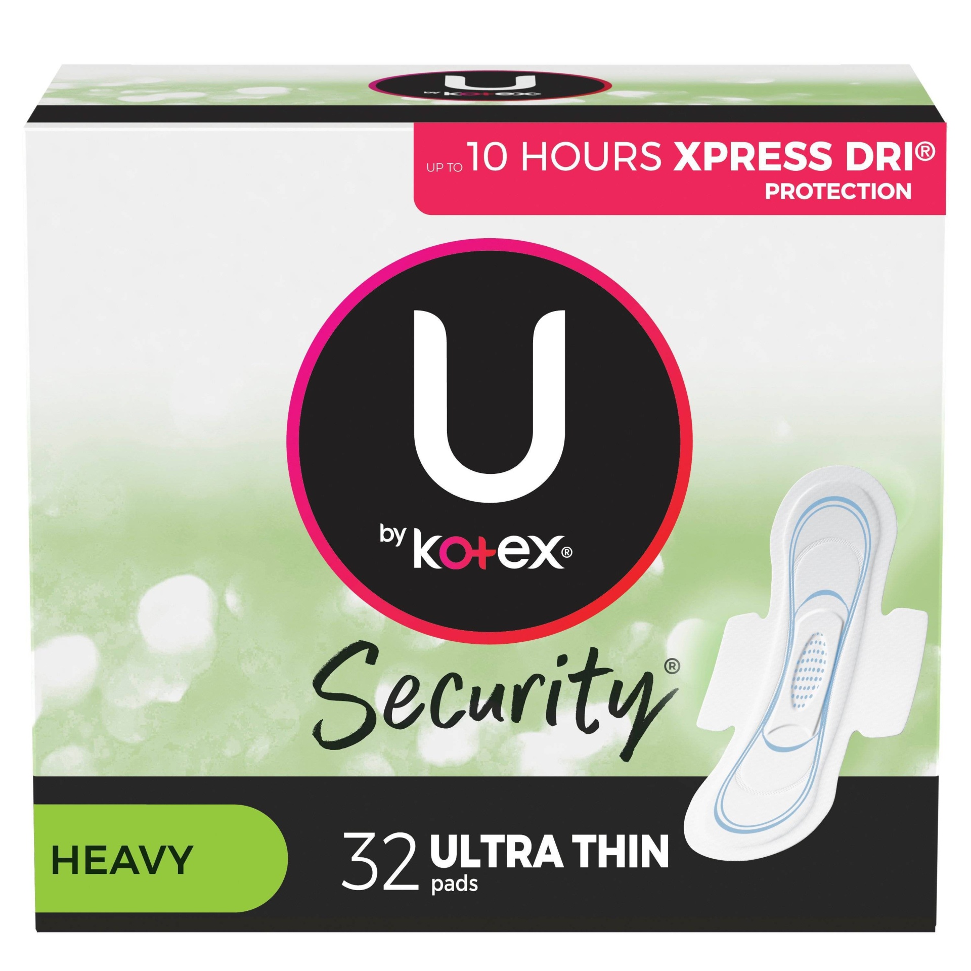 slide 1 of 2, Kotex U by Kotex Security Ultra Thin Heavy Flow Long Pads with Wings, 32 ct