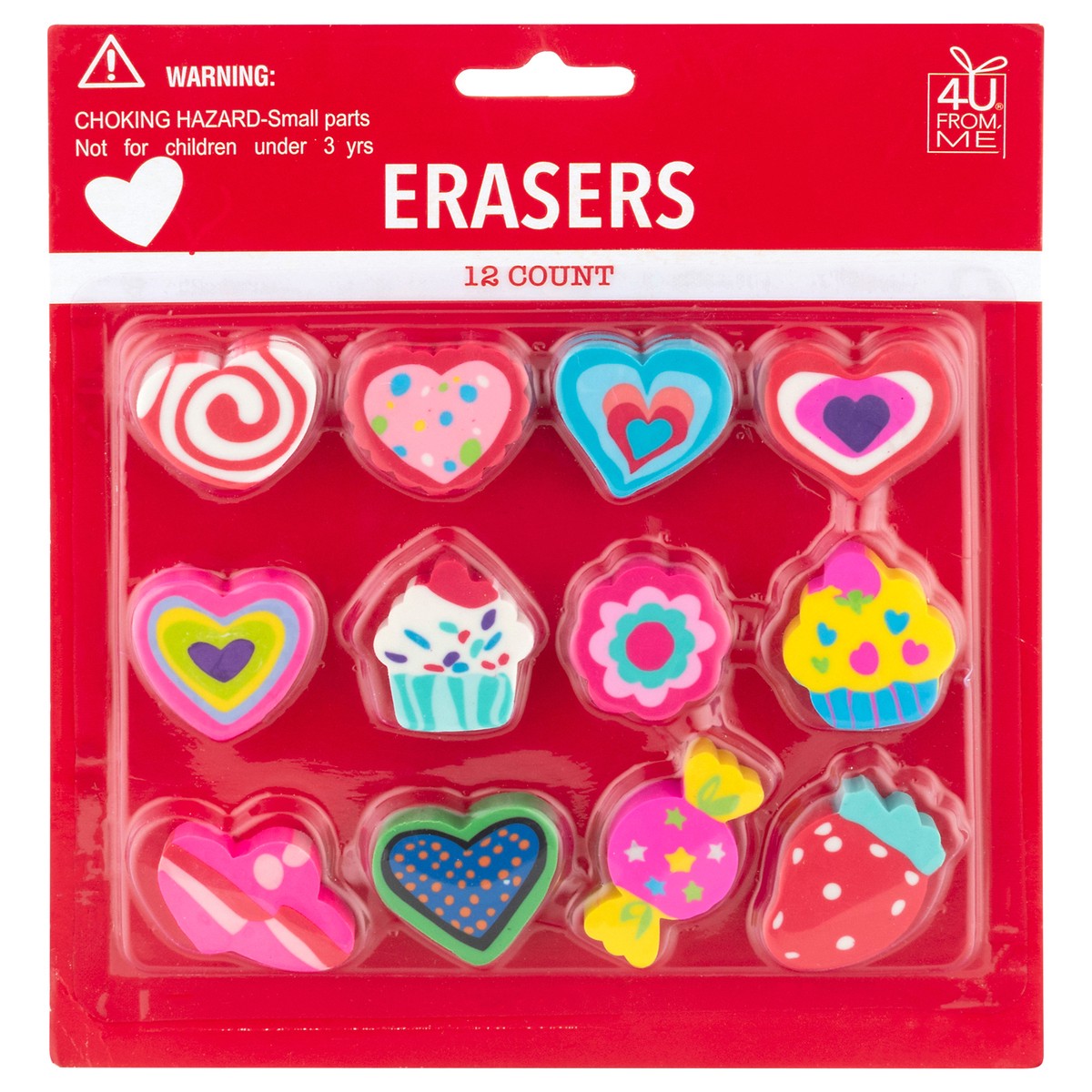 slide 10 of 12, 4 U From Me Erasers 12 Each, 12 ct