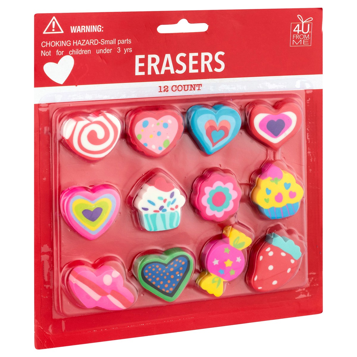 slide 12 of 12, 4 U From Me Erasers 12 Each, 12 ct