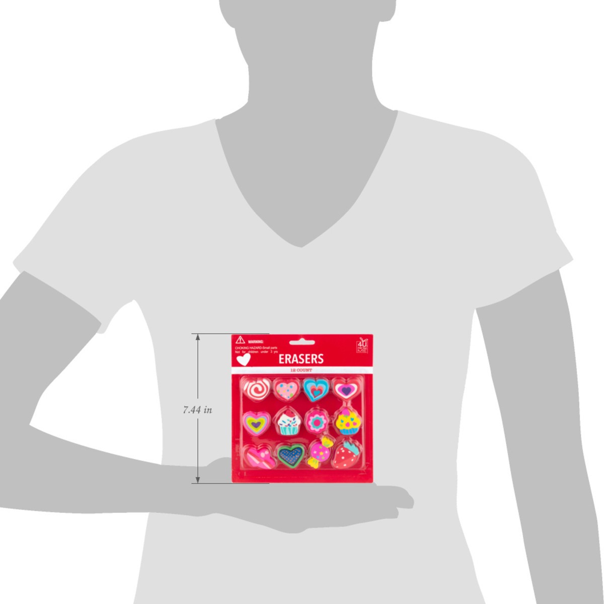 slide 2 of 12, 4 U From Me Erasers 12 Each, 12 ct