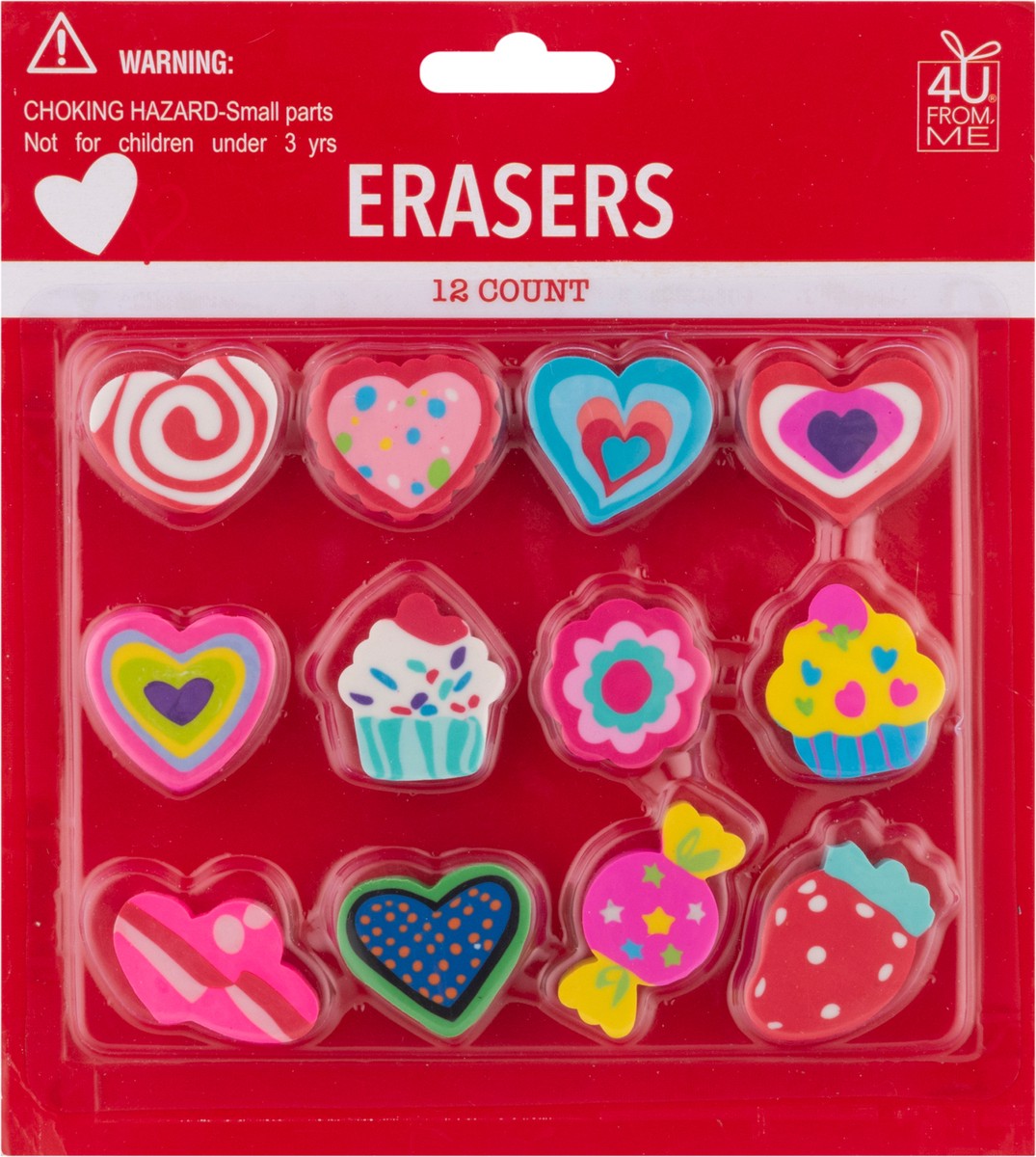 slide 3 of 12, 4 U From Me Erasers 12 Each, 12 ct
