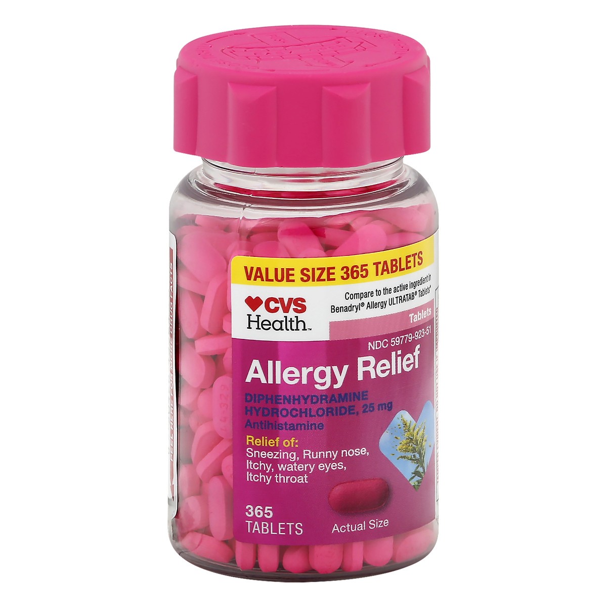 slide 9 of 10, CVS Health Allergy Relief Diphenhydramine Tablets, 365 Ct, 1 ct