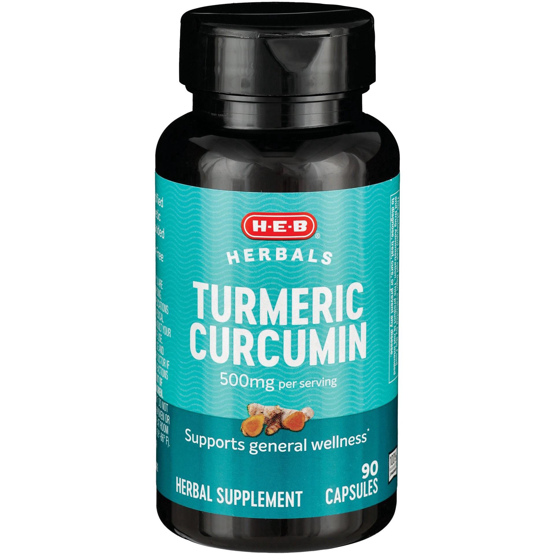 slide 1 of 1, H-E-B Herbals Turmeric Curcumin Capsules - 500 mg, 90 ct