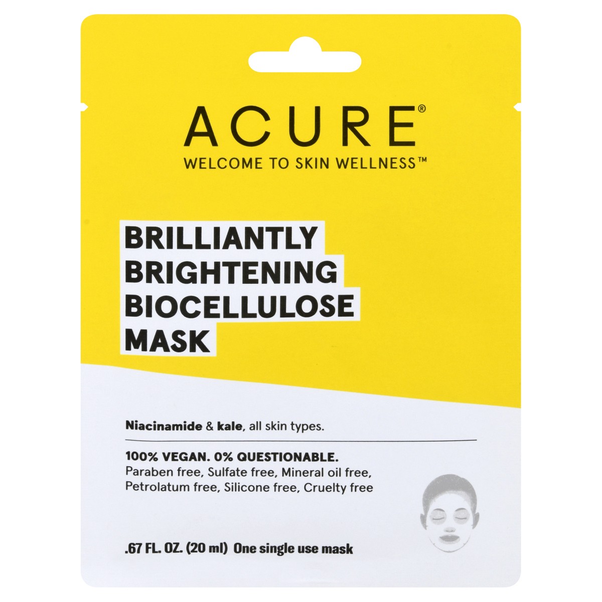 slide 1 of 12, ACURE Brilliantly Brightening BioCellulose Mask 0.67 oz, 0.67 oz