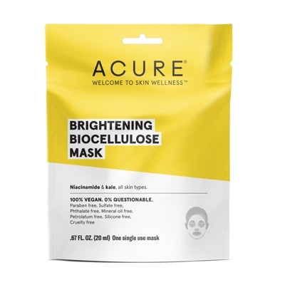 slide 1 of 2, ACURE Brilliantly Brightening Biocellulose Gel Mask Facial Treatment, 1 ct
