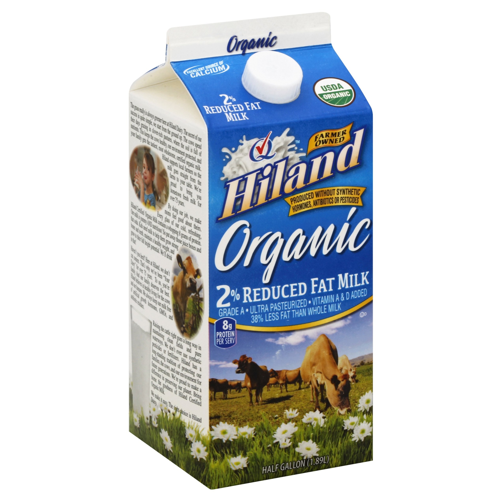 slide 1 of 1, Hiland Dairy Organic 2% Milk, 1/2 gal