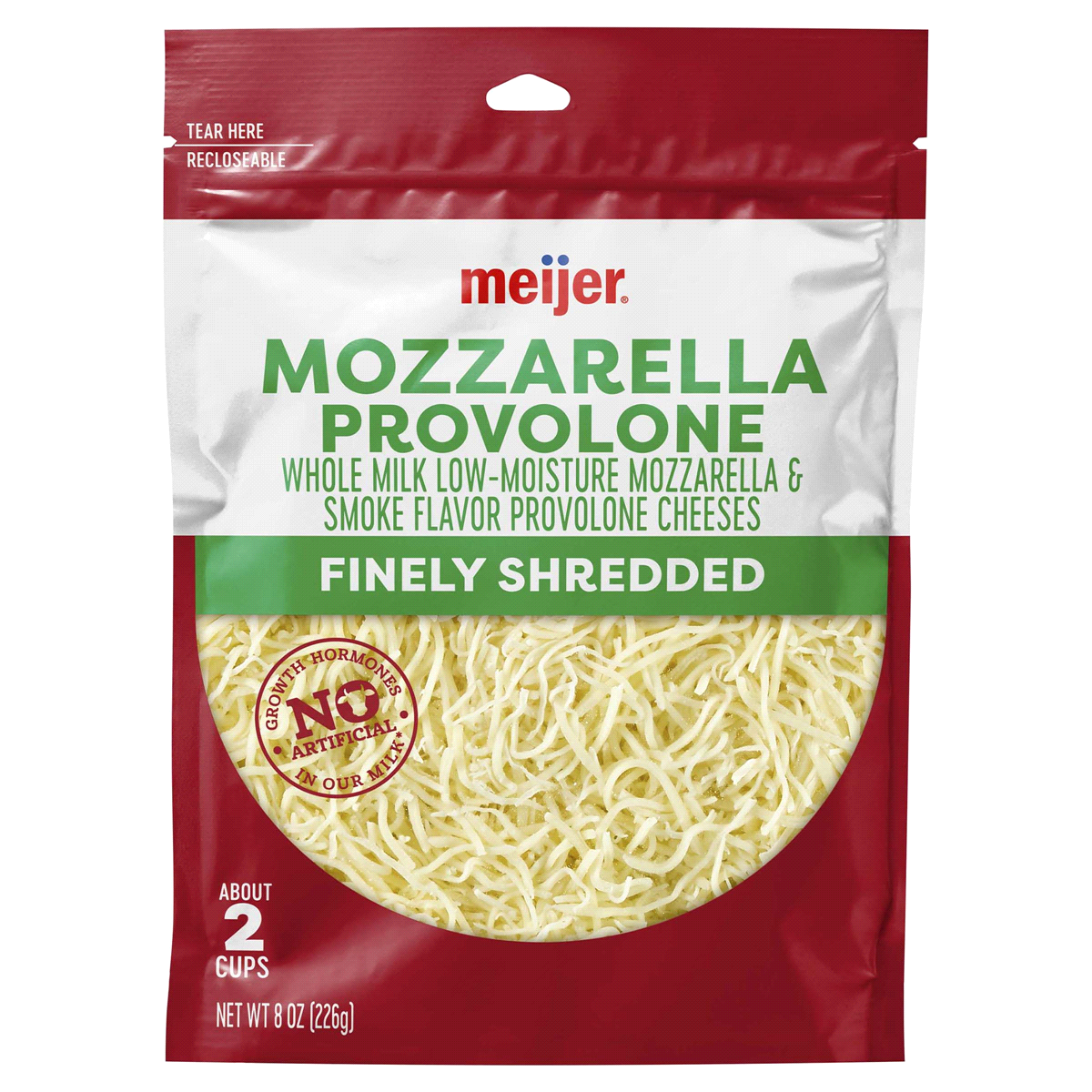 slide 1 of 2, Meijer Shredded Mozzarella & Provolone Cheese, 8 oz