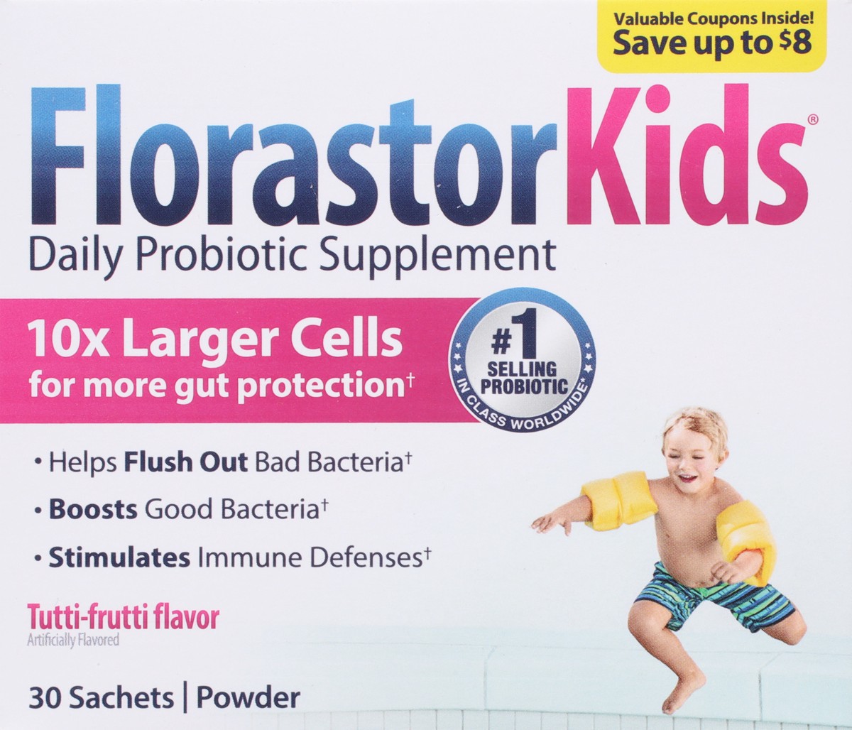 slide 5 of 8, Florastor Kids Daily Probiotic Supplement, 250 mg, 30 Sachets, 30 ct