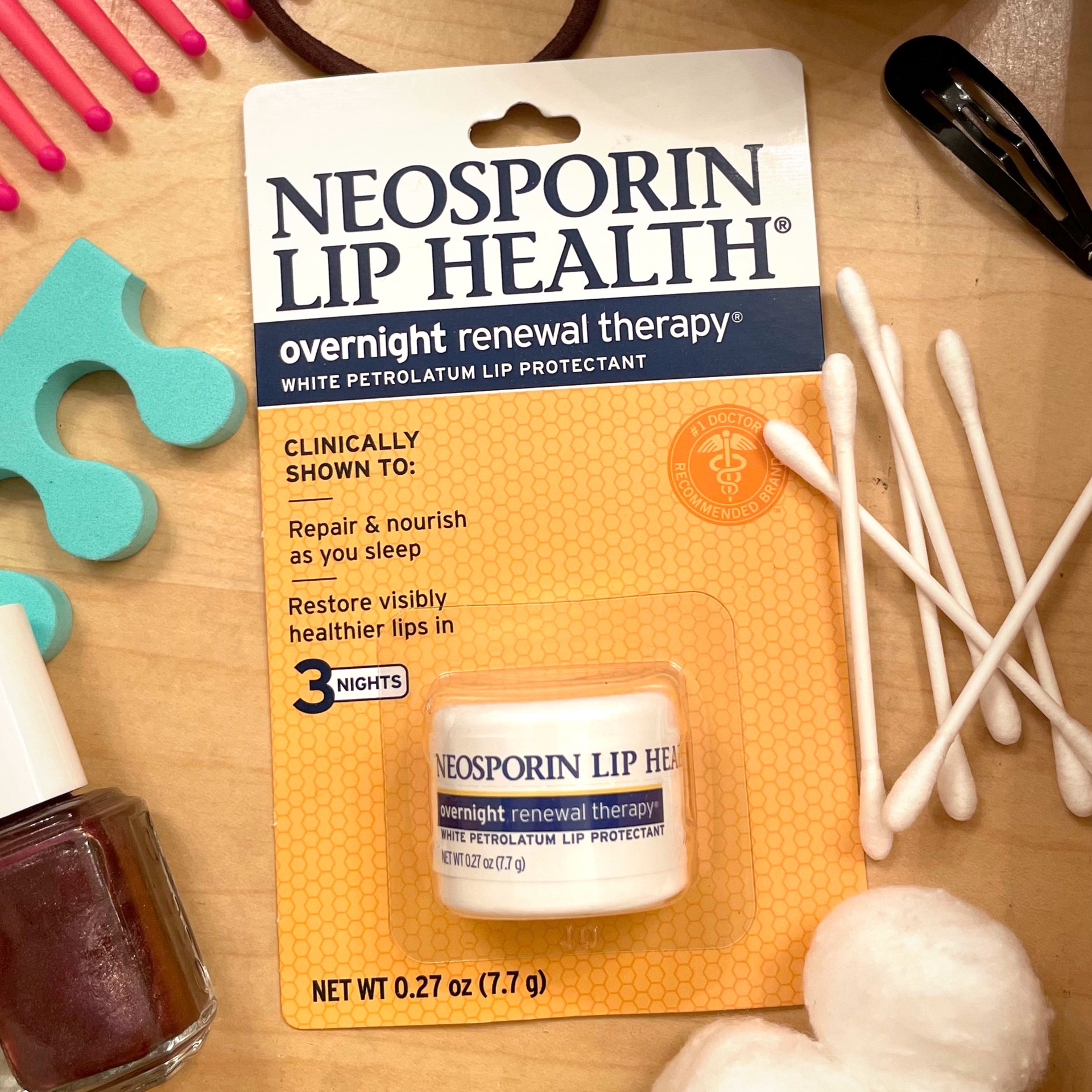 slide 2 of 9, Neosporin Lip Health Overnight Renewal Therapy White Petrolatum Lip Protectant, Lip Moisturizer to Nourish & Repair Dry Lips, Helps Relieve, Prevent & Protect Chapped Lips, 0.27 oz, 0.27 oz