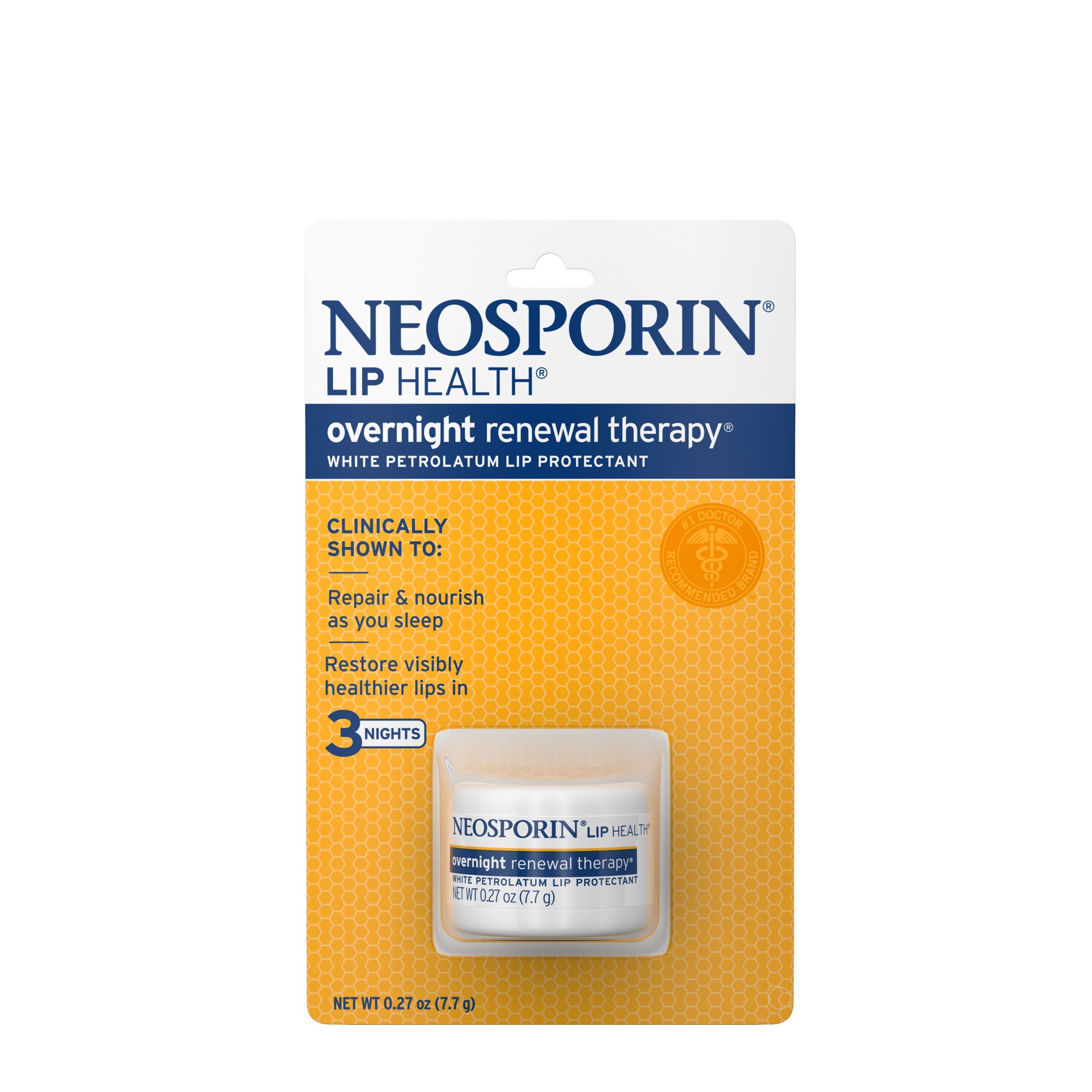 slide 5 of 9, Neosporin Lip Health Overnight Renewal Therapy White Petrolatum Lip Protectant, Lip Moisturizer to Nourish & Repair Dry Lips, Helps Relieve, Prevent & Protect Chapped Lips, 0.27 oz, 0.27 oz