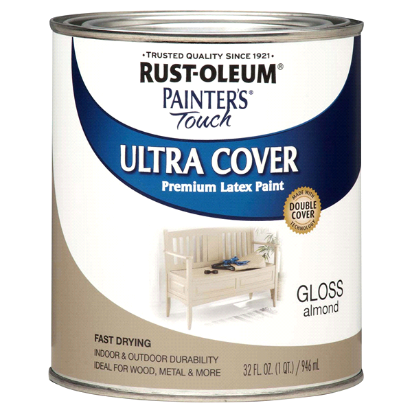 slide 1 of 1, Rust-Oleum Painters Touch Ultra Cover Multi-Purpose Brush-On Paint - 1994502, Quart, Gloss Almond, 1 qt