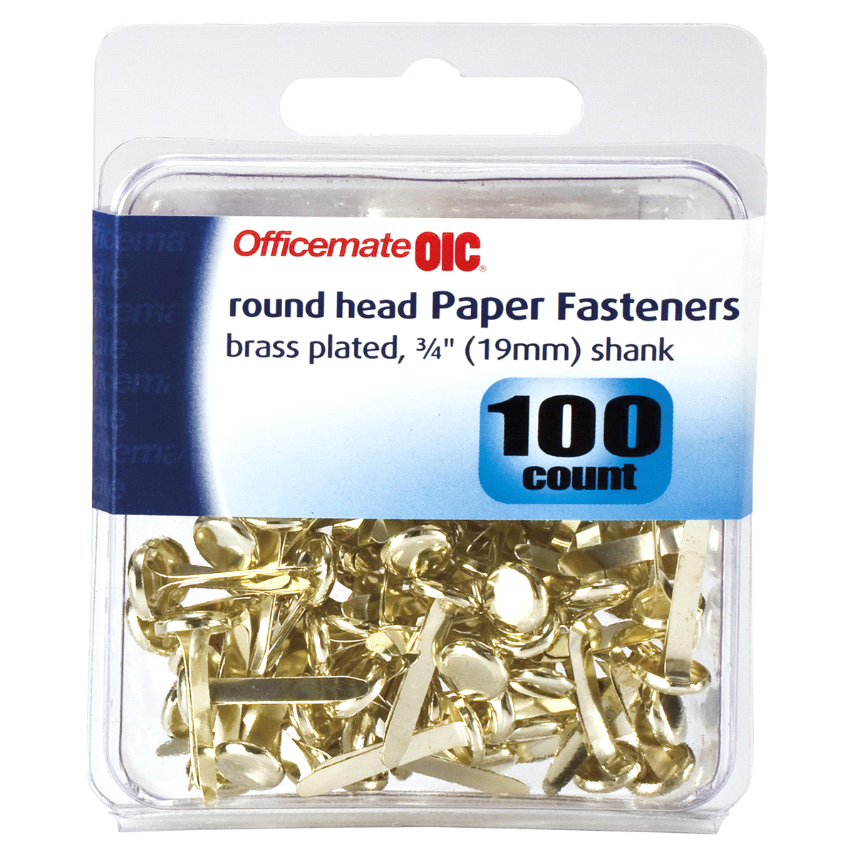 slide 1 of 1, OIC Paper Fasteners 100 ea, 100 ct