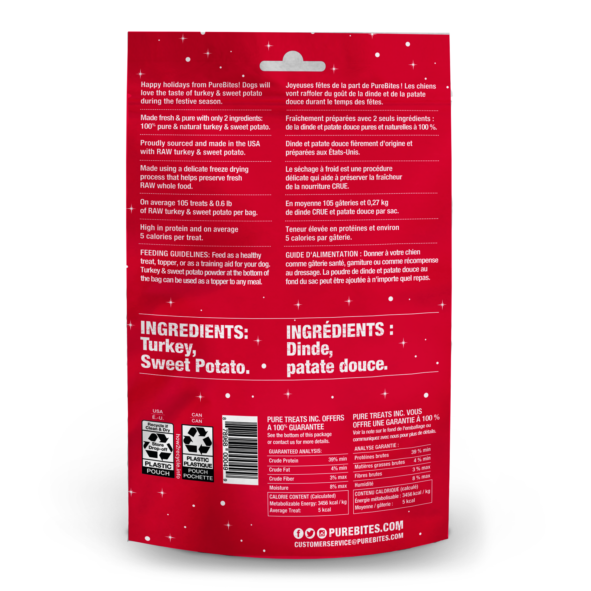 slide 5 of 5, PureBites Pure Bites Holiday Turkey & Sweet Potato Dog Treats, 2.5 oz