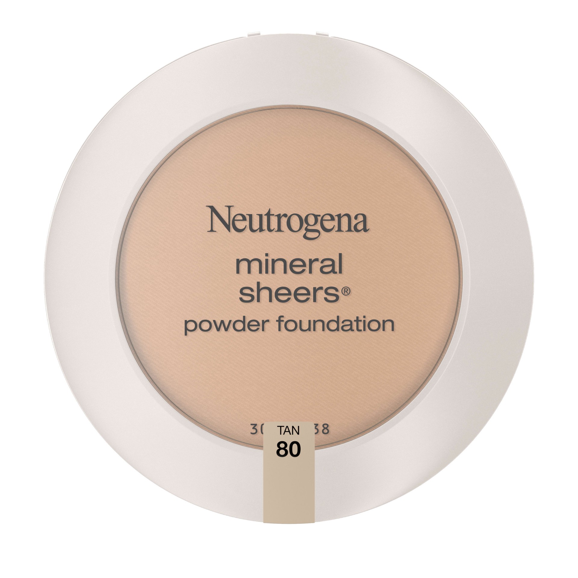 slide 1 of 16, Neutrogena Mineral Sheers Compact Powder Foundation, Lightweight & Oil-Free Mineral Foundation, Fragrance-Free, Tan 80,.34 oz, 0.34 oz