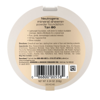 slide 10 of 16, Neutrogena Mineral Sheers Compact Powder Foundation, Lightweight & Oil-Free Mineral Foundation, Fragrance-Free, Tan 80,.34 oz, 0.34 oz