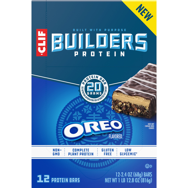slide 1 of 1, CLIF Builders Gluten Free Oreo Flavored Protein Bar - 12 ct, 12 ct; 28.8 oz