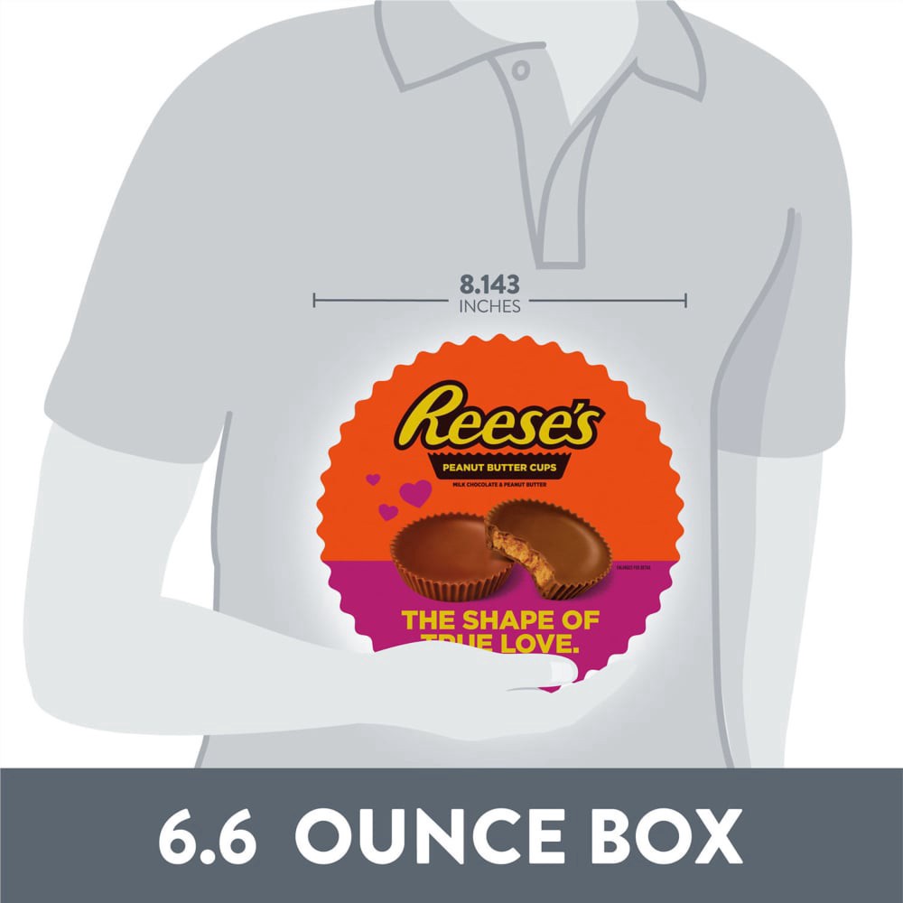 slide 4 of 4, REESE's Milk Chocolate Peanut Butter Cups Candy, Valentine's Day, Gift Box, 6.6 oz