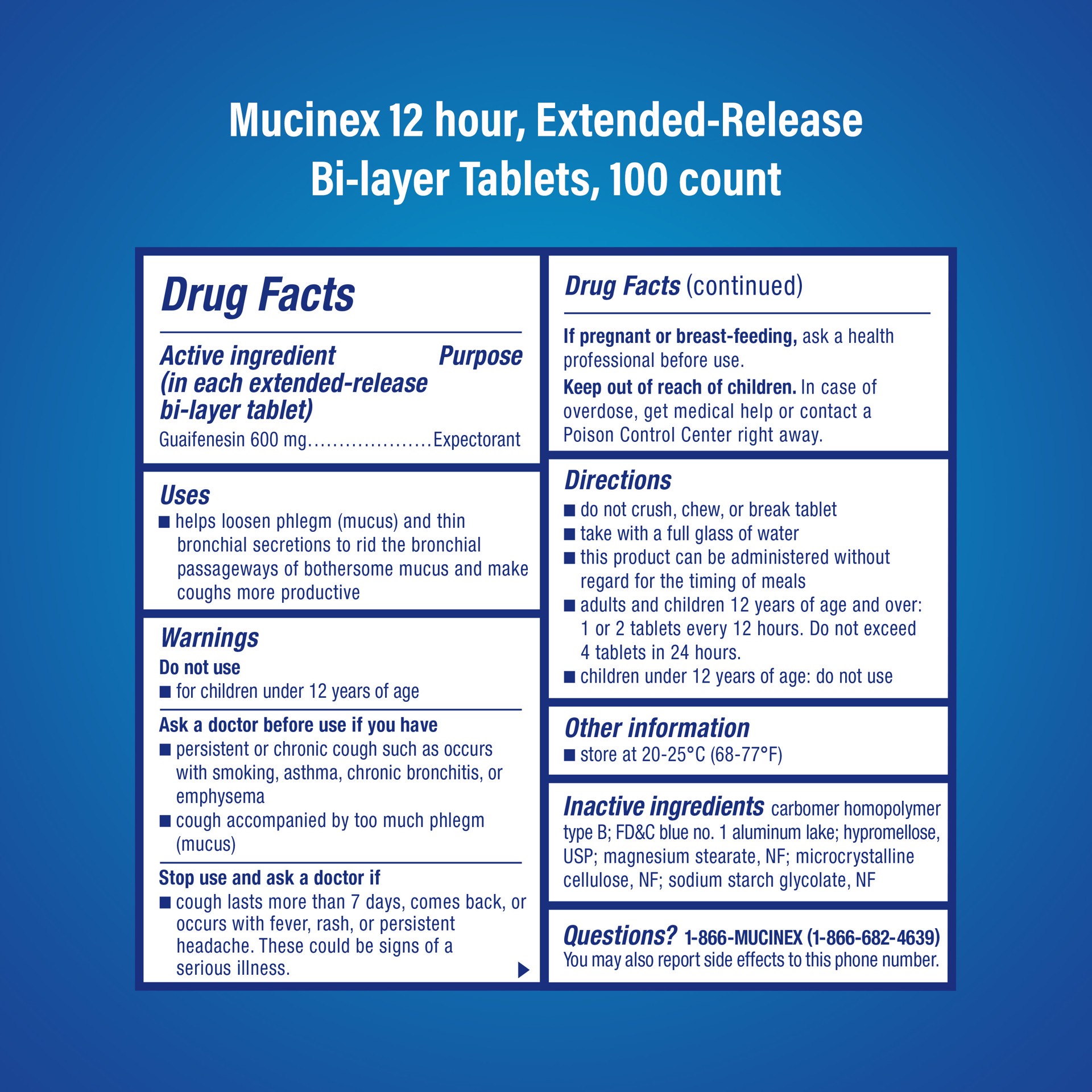 slide 5 of 5, Mucinex Chest Congestion, Mucinex Expectorant 12 Hour Extended Release Tablets, 100ct, 600 mg Guaifenesin with Extended Relief of Chest Congestion Caused by Excess Mucus. Thins and Loosens Mucus, 100 ct