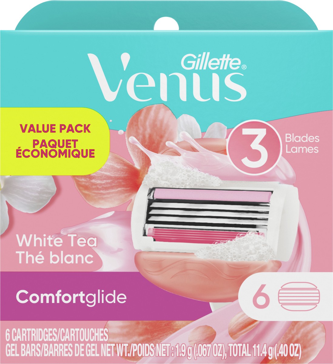 slide 2 of 2, Gillette Venus ComfortGlide White Tea Women's Razor Blade Refills, 6 Count, 6 ct