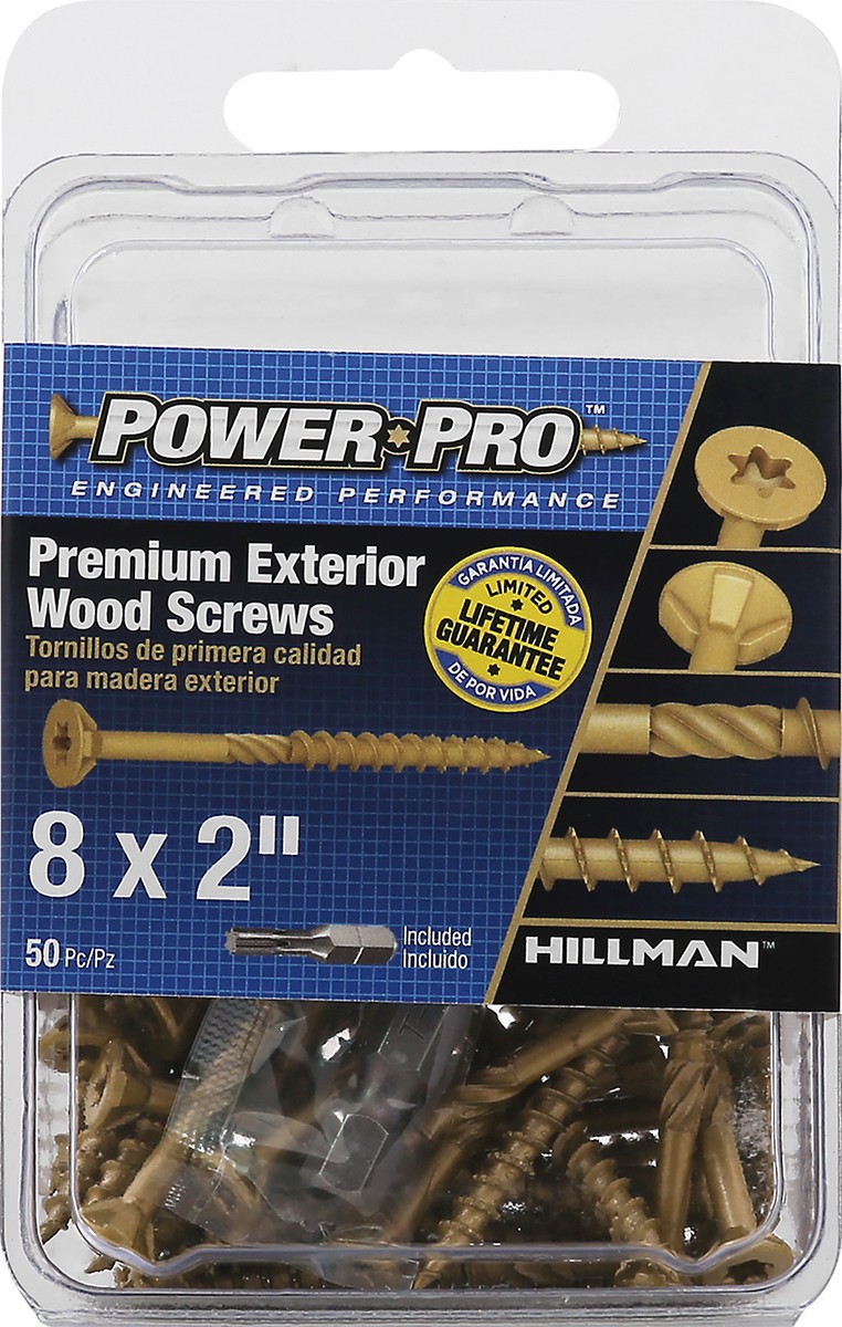 slide 3 of 6, PowerPro Wood Screws, Premium Exterior, 50 ct