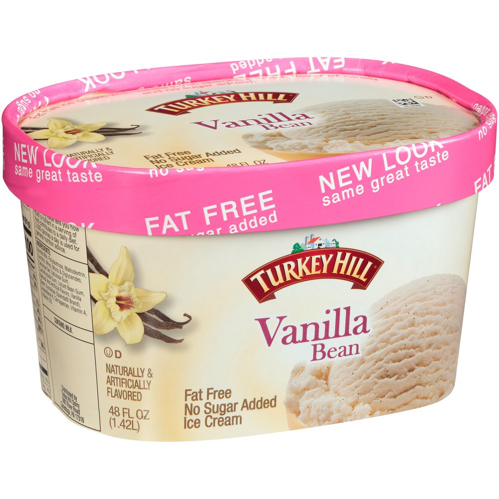 slide 2 of 8, Turkey Hill Premium Fat Free Ice Cream / No Sugar Added Vanilla Bean, 48 fl oz