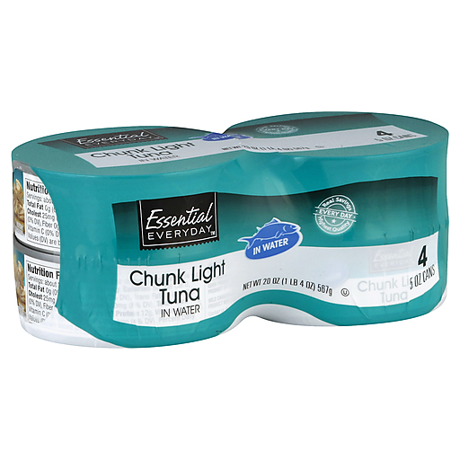 slide 1 of 1, Essential Everyday Chunk Light Tuna In Water 4 Pack, 20 oz