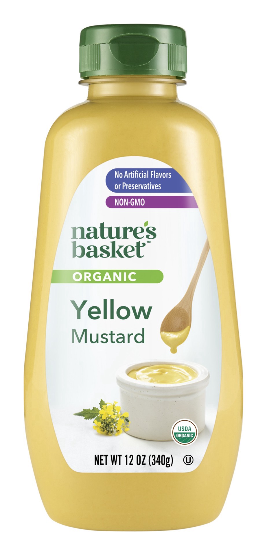 slide 1 of 1, nature's basket Organic Yellow Mustard, 12 oz
