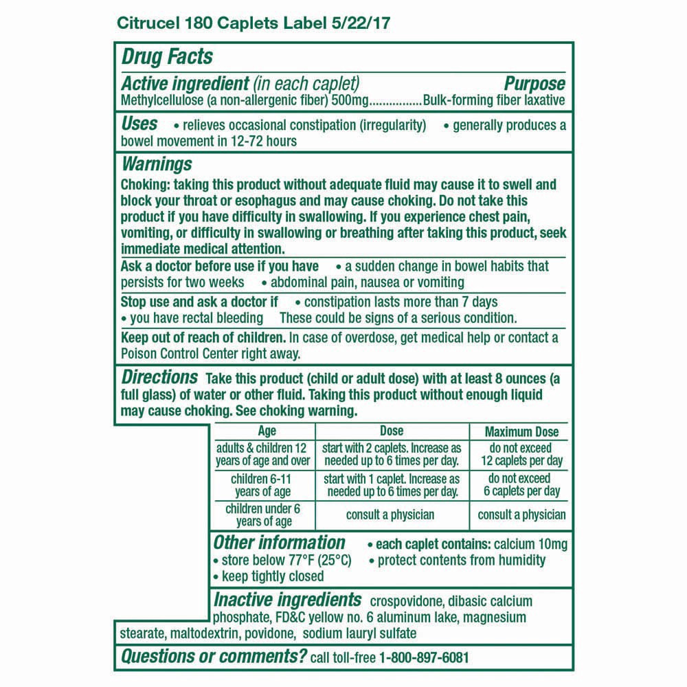 slide 10 of 12, Citrucel Caplets Fiber Therapy for Occasional Constipation Relief - 180ct, 180 ct