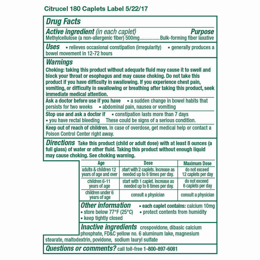 slide 12 of 12, Citrucel Caplets Fiber Therapy for Occasional Constipation Relief - 180ct, 180 ct