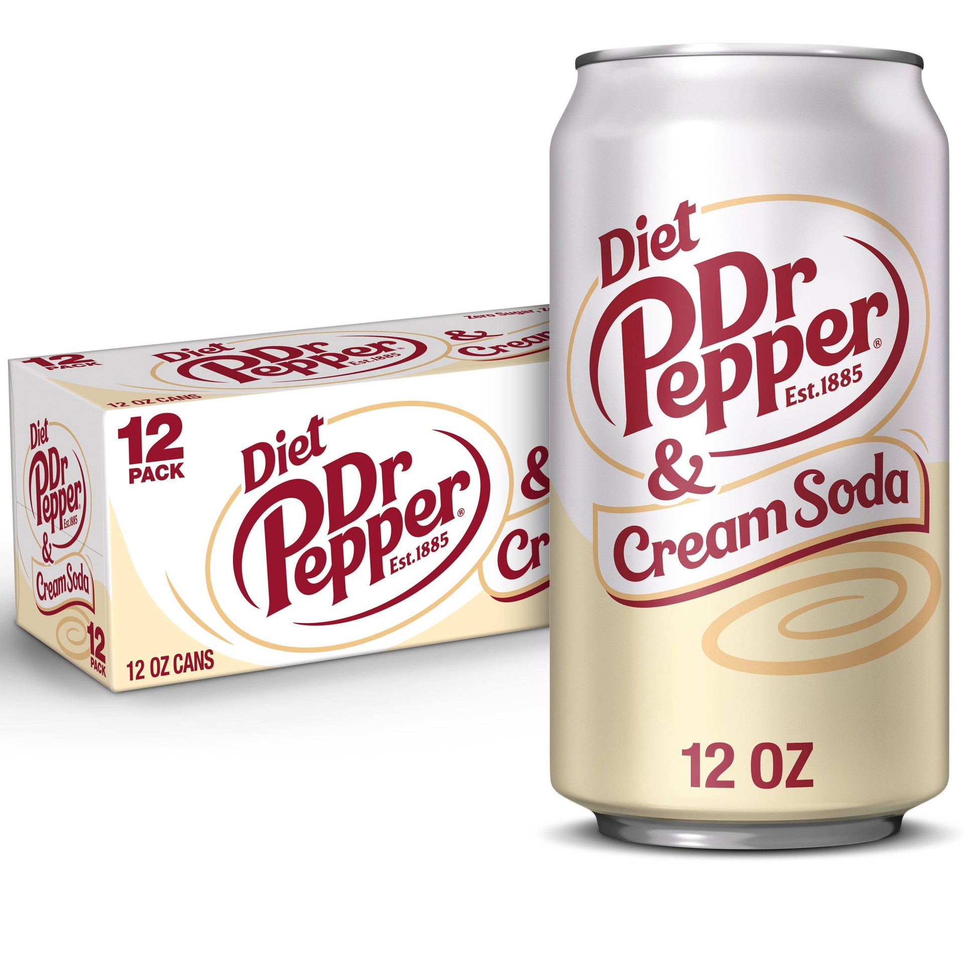 slide 1 of 10, Dr Pepper 12 Pack Diet Cream Soda 12 ea, 12 ct