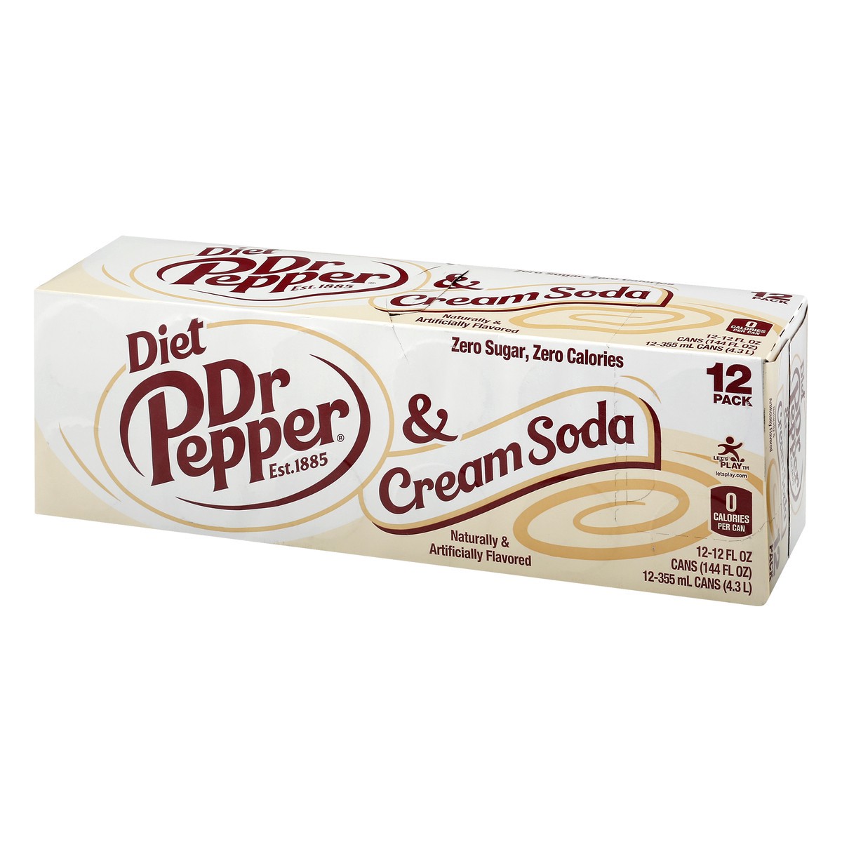 slide 6 of 10, Dr Pepper 12 Pack Diet Cream Soda 12 ea, 12 ct