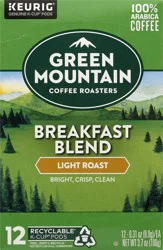 Green Mountain Coffee Roasters Breakfast Blend Single-Serve Keurig K-Cup Pods, Light Roast Coffee, 12 Count