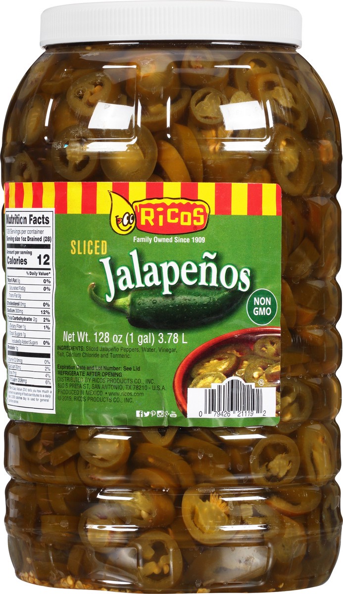 slide 9 of 14, Rico's Sliced Jalapenos 128 oz, 128 oz