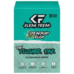 Klean Freak Flushable Spearmint Rush Wipes The Flusher Pak - 3 x 40 Wipe Packs