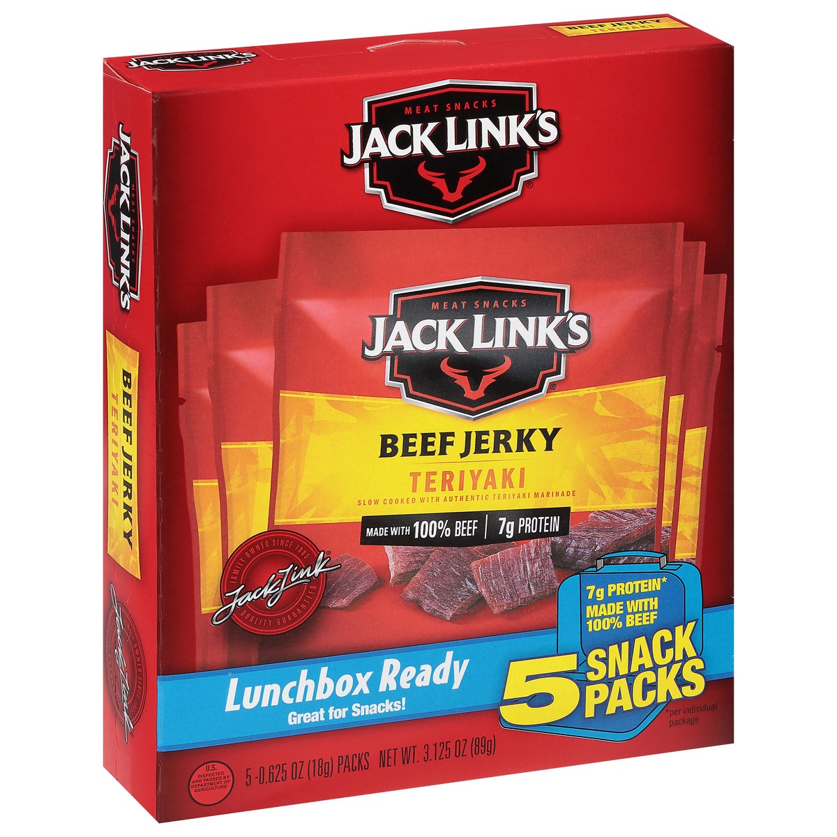 slide 4 of 9, Jack Link's 5 Snack Packs Teriyaki Beef Jerky 5 - 0.625 oz Packs, 5 ct