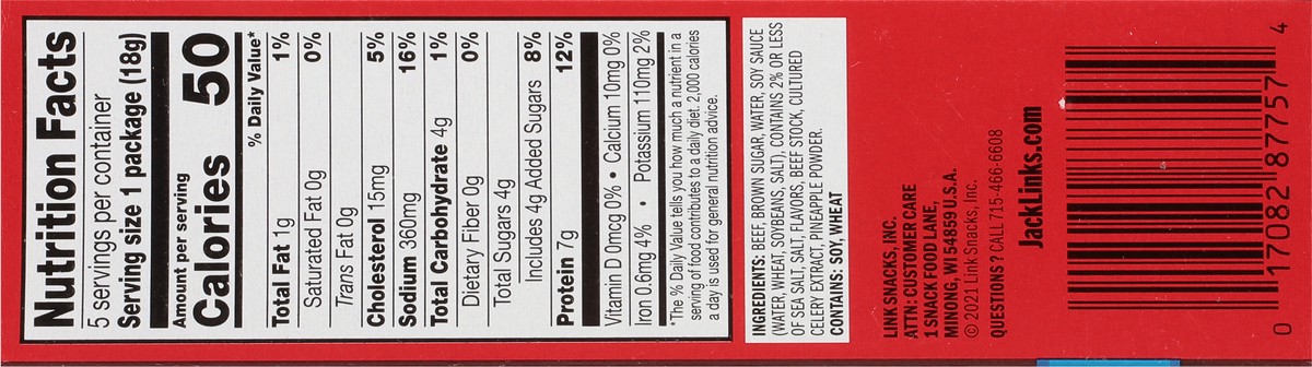slide 7 of 9, Jack Link's 5 Snack Packs Teriyaki Beef Jerky 5 - 0.625 oz Packs, 5 ct