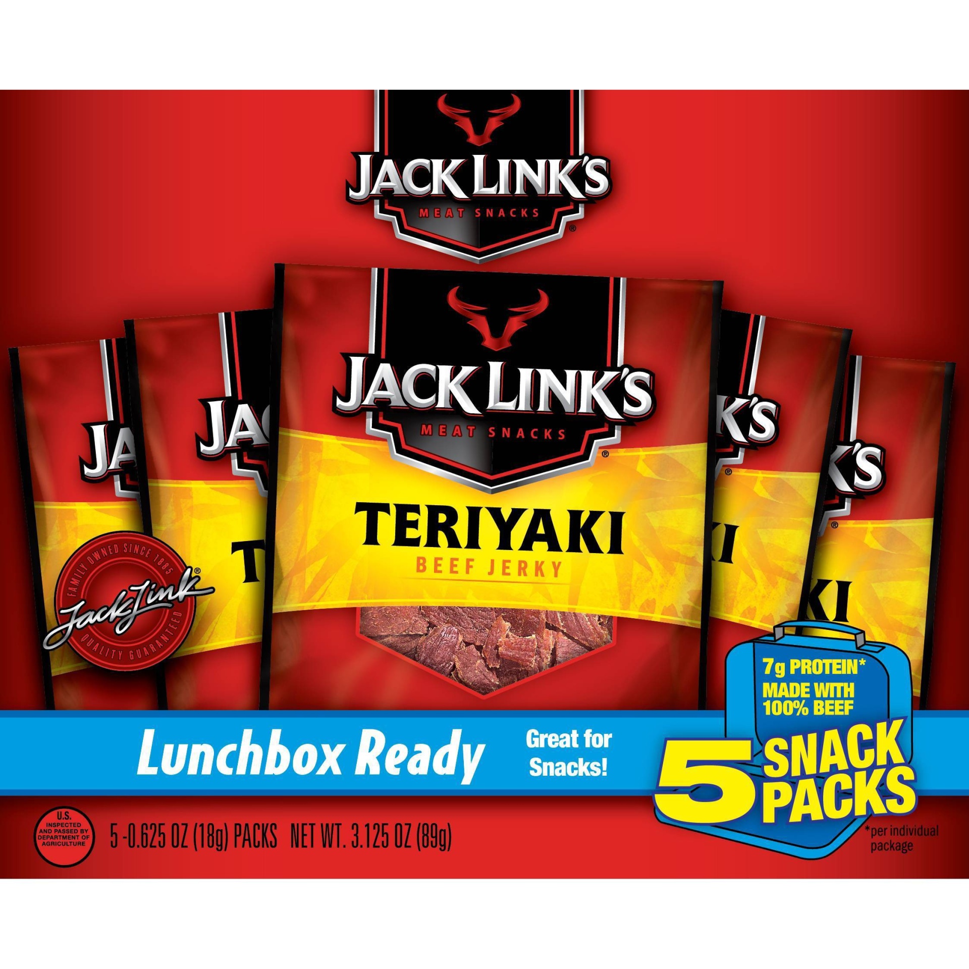 slide 1 of 1, Jack Link's Beef Jerky Multipack, Teriyaki - 0.625oz/5ct, 
