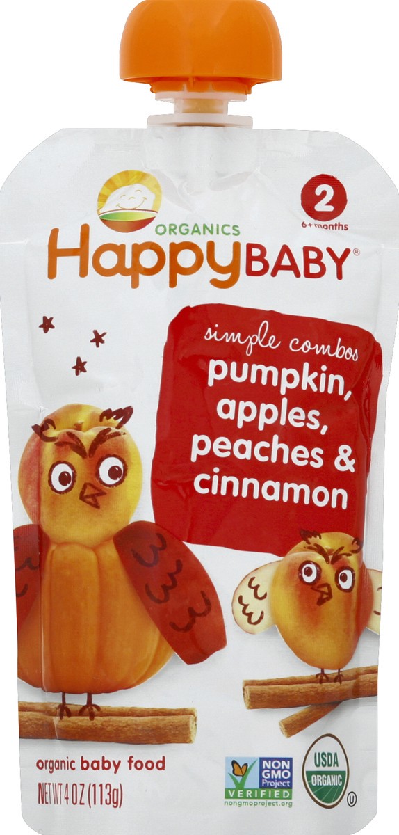slide 5 of 6, Happy Baby Stage 2 Simple Combos - Pumpkin Apples Peaches, 3.5 oz