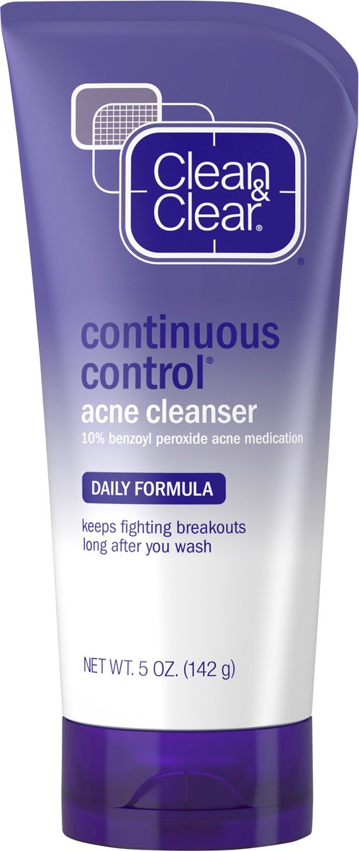 slide 1 of 7, Clean & Clear Continuous Control Benzoyl Peroxide Acne Face Wash, 5 oz, 5 oz