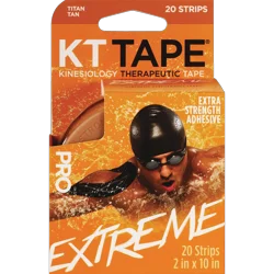 KT Tape Pro Extreme Kinesiology Therapeutic Tape Pre-Cut Strips - Tan - 10 in