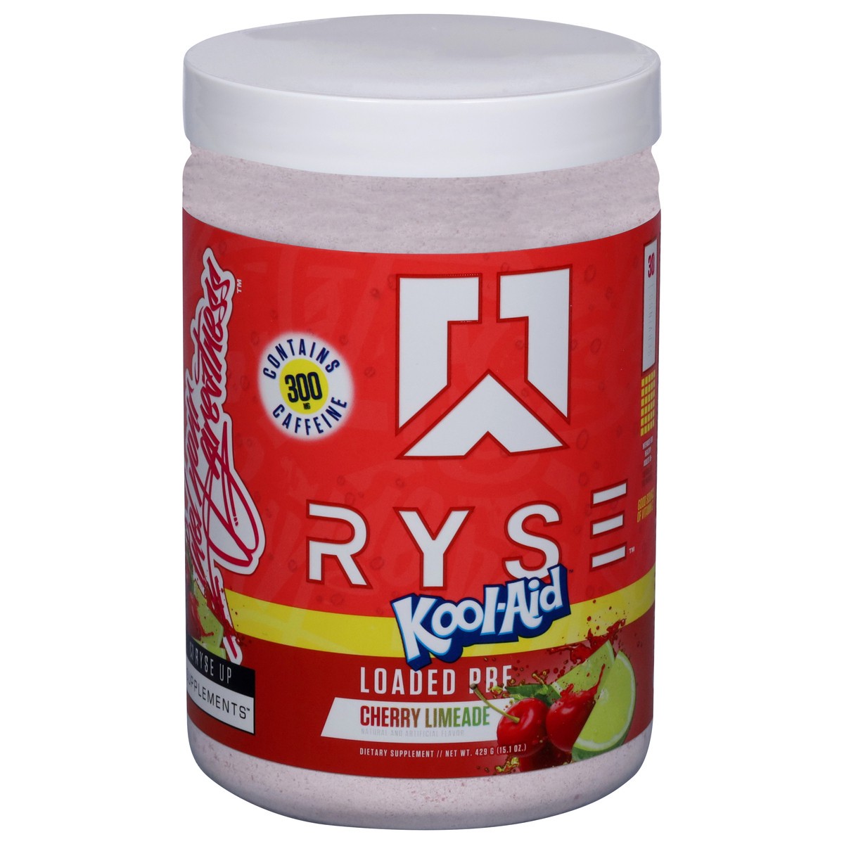 slide 3 of 3, Ryse Kool-Aid Cherry Limeade Flavored Loaded Pre-Workout Powder, 15.1 oz