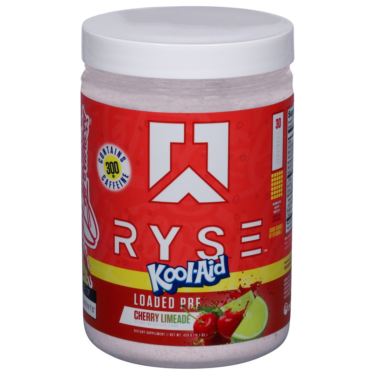 slide 1 of 3, Ryse Kool-Aid Cherry Limeade Flavored Loaded Pre-Workout Powder, 15.1 oz