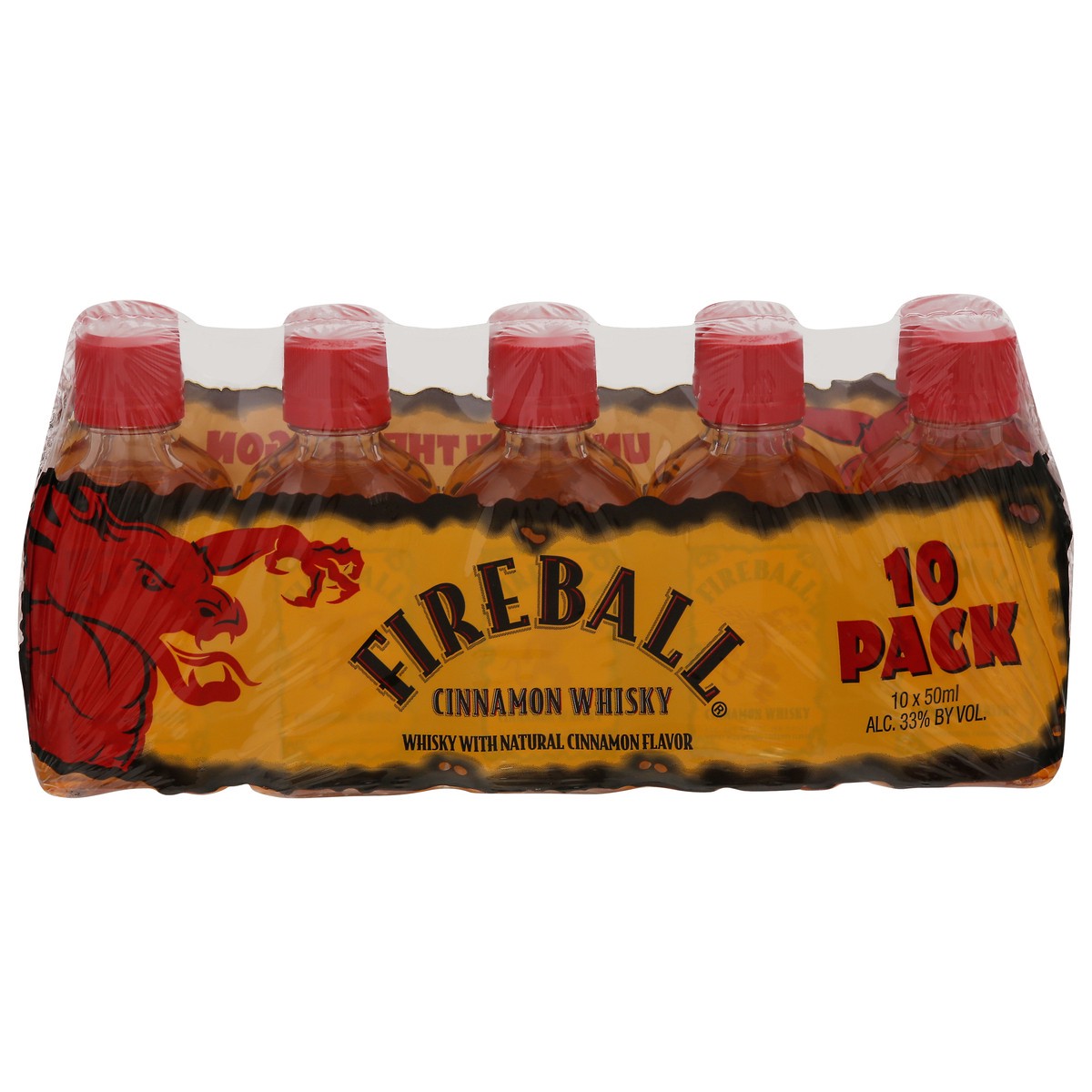 slide 2 of 4, Fireball 10 Pack Cinnamon Whisky 50 ml Bottle 10 ea Shrinkwrapped, 10 ct
